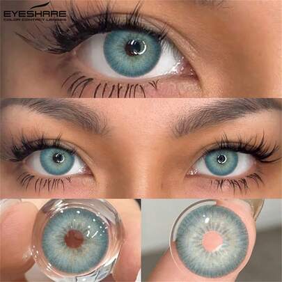  EYESHARE 1 Pair Gray Beautiful Pupils Fashion Cosmetic Blue Lenses High Quality Brown Eye Contacts Green Eyes Lenses,Suitable For Daily Makeup And Eye Beauty,Yearly Disposable,14.5mm