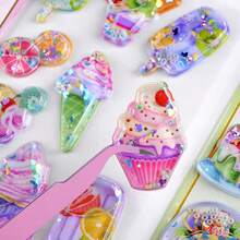Pegatinas de agua con diseños de helado, caramelo, fruta y cristales brillantes, pegatinas decorativas en relieve divertidas para botellas de agua, refrigeradores, fundas de teléfono, cuadernos, scrapbooking, recompensas y manualidades - Multicolor - Ver 5