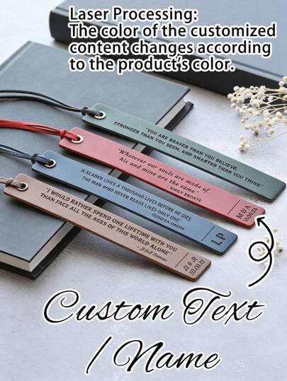 Personalised PU Leather Bookmark,Custom Text/Name,Custom Literary Quote Bookmark,English Letters Notebooks Markers, Monogram Bookmarks, Book Marks For Men, Couples Bookmarks, Men Women Cultural And Creative Products Mini Portable Page Dividers, Teacher Gift, Office Use,Handmade Reader GiftIdeal Gifts Mother's Day, Valentine's Day,Holiday Gift,Book Lover Reader Present