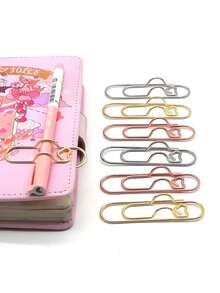 1/5pcs Stainless Steel Metal Clips Set, Multi-Functional Office & Study Organizer With Pen Holder, Stand & Hook Design, Ideal Notebook & Journal Accessories - View 1