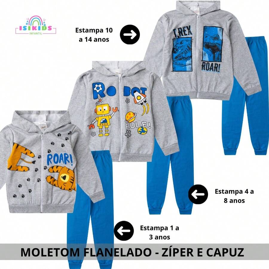 Children's/Teenagers' Winter Fleece Set (Ages 2-14) With Zipper And Hood - Blend - View 1