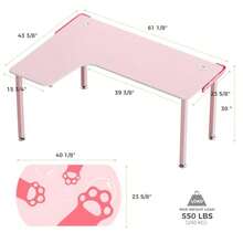 Eureka Ergonomic Gaming Desk Pink60 Inch Pink L Shaped Gaming Desk with Free Mouse Pad Gaming Table Pink for Girls Home Office Wood and Metal Space-Saving Computer Desk Easy to Assemble Pink - ROSA - Ver 3