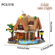 Retro Forest Cabin Set, Building Block Ornament, DIY Building Block Assembly, Building Block Toy, Stress-Relief Building Blocks, Suitable As A Desk Ornament, Easter Gift, Birthday Gift. - Multicolor - View 9