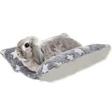 Rabbit Bed - A Thick And Soft Rabbit-Shaped Bedding Set, With A Cushion-Like Soft Pad, And A Casual-Style Bolster Pillow. Ideal As A Sleeping Gift For Pet Rabbits. Features A Gray Star Pattern. - View 3