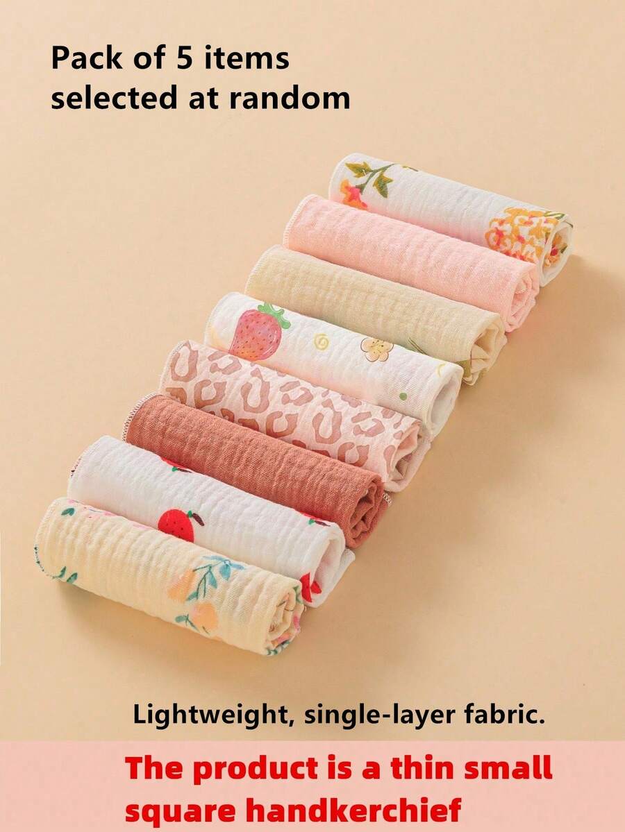 5pcs/Pack Baby Bibs & Burp Cloths, Multi-Use Feeding Wipes - Multicolor - View 1