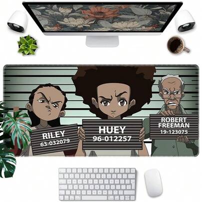 1pc Broluno Anime Extra Large Art Mouse Pad, Desk Protector Mat, Desktop Pad, Computer Pad, Super Big Mouse Pad, Extended Pad, Desk Mat, Laptop Keyboard Pad, With Non-Slip Rubber Base, Soft Fabric Surface With Stitched Edge, Suitable For Home And Office Use, Easy To Clean, Precise Edges, Rectangular Desk Mat, Suitable For Gamers And Office Workers, Office Desk Pad, Eye-Catching Character Design, Easy-To-Clean Surface Office Desk Accesorries Desk Accesorries Office Supplies Office Decor