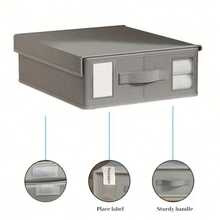 Bedding Storage Box, Foldable Linen Storage Bin With Window And Label, Organizer For Blankets, Sheets And Towels - Multicolor - View 5