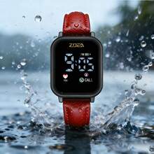 ZOEA Couple Digital Watches - 錶帶:紅色/錶殼:黑色 - 查看 3