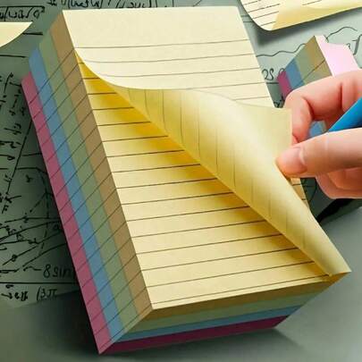 100 tờ giấy ghi chú có dòng kẻ, 4 màu, giấy ghi chú dán cầm tay tiện dụng cho học sinh, dễ dán, thích hợp cho văn phòng, nhà cửa, trường học, có hai kiểu lớn và nhỏ, trợ thủ đắc lực cho năm học mới.