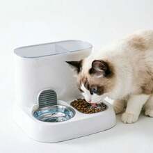 2-In-1 Gravity Automatic Pet Feeder & Water Dispenser, Self-Filling Cat & Dog Food & Water Station With Stainless Steel Bowls, No-Electricity Pet Feeding Set For Small To Medium Pets - 2.8L - View 2