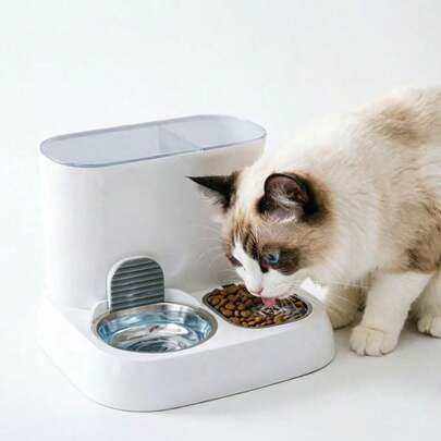 2-In-1 Gravity Automatic Pet Feeder & Water Dispenser, Self-Filling Cat & Dog Food & Water Station With Stainless Steel Bowls, No-Electricity Pet Feeding Set For Small To Medium Pets