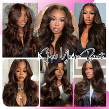 13x4 13x6 HD Lace Front Wigs Human Blended Hair 26 Inch 4# Chocolate Dark Brown Body Wave Human Frontal Hair Wig 200 Density 12A 5x5 Glueless Wigs Lace Front Wigs Pre Plucked Glueless Frontal Wig For Women - Brown - View 10