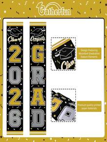 2pcs-Class Of 2026 Graduation Door Banners, Blue Graduation Porch Signs With Grad Cap & Diploma Print, Durable Polyester Decor For Graduation Party - Multicolor - View 17