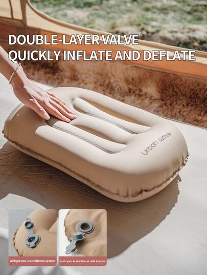 URBANWAVE Removable Cover Camping Pillow - Ultralight Inflatable Pillow For Neck And Lumbar Support - Upgraded Backpacking Travel Pillow - Washable Travel Air Pillow For Camping, Hiking, Backpacking