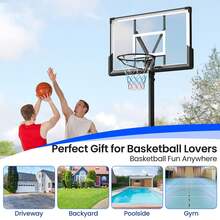COSTWAY Basketball Hoop Outdoor System W/ 45 Inch Shatterproof PC Backboard, 4.1-10 FT Height Adjustable Basketball Goal,Black - A - View 3