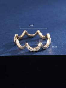 1 chiếc nhẫn họa tiết sóng tối giản đính đá Zirconia, kiểu dáng thanh lịch, thích hợp đeo hàng ngày. - JZ23839 - Xem 3