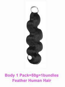 Tóc móc sợi tự nhiên dành cho nữ, kiểu sóng nhẹ, dài 24 inch, 50g, đã được tách sẵn, kiểu lông vũ, tóc nối móc sợi tự nhiên màu đen. - SNatural - Xem 21