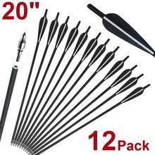 12Pcs Crossbow Bolts Carbon Arrows 20 Inch Hunting Archery Crossbow Arrows With Half Moon Nocks 125 Grain Removable Tips - Black - View 2