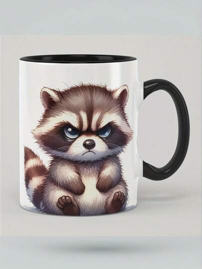 1 pieza Taza de café de cerámica de 11 onzas con asa, taza impresa por un solo lado, con patrón de mapache extra grande, regalo creativo, apto para bebidas calientes o frías, vajilla de verano e invierno, Halloween, Navidad, boda, cumpleaños, regalo del Día de San Valentín