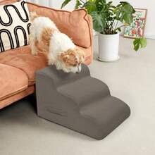 Mesa - Escaleras de perro de limón para perros pequeños rampa de 4 pasos y escaleras para camas altas y sofá escaleras antideslizantes para mascotas extraíbles y fácil de limpiar color café claro - Marrn Claro - Ver 2