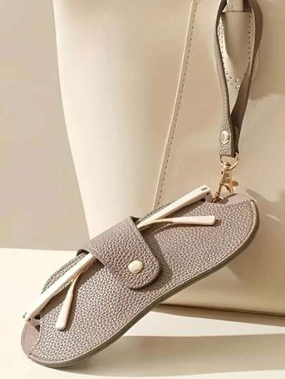 1pc Fashionable & Elegant Women's All-Season Lightweight Eyeglass Case, With Detachable Anti-Scratch Lens Cover, Gold Metal Accessories, Wrist Strap And Handle, Durable Eyewear Protective Case Suitable For Daily Wear, Commuting And Travel, For Glasses And Fashion Glasses