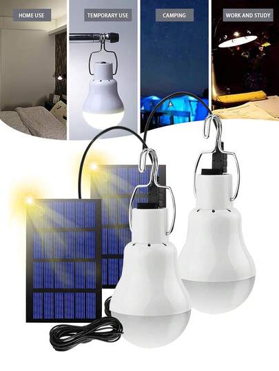 1/2 st soldriven hänglampa, utomhusbelysning, soldriven, plug and play, automatisk skymnings- till gryningsfunktion, solcellsdriven taklampa, inomhus och utomhus, lämplig för lada, gård, lusthus, tält, camping med mera