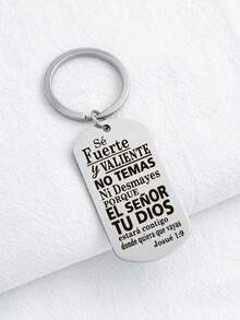 1pc Stainless Steel Inspirational Dog Tag Keychain, An Ideal Small Gift For Christian Believers Car Accessories Bag Charm Backpack For School - Steel Color - 查看 12