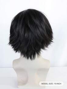 男士短款凌乱假发，黑色、橙色、红色合成动漫假发，嘉年华角色扮演男士服装派对套装，男女通用装扮假发 - 彩色 - 查看 2