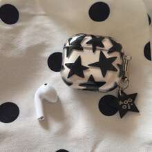 简约优雅透明黑色星星吊坠耳机保护套，适用于 Pro 2、可爱 Apple 4 简约 3 新款半代女士耳机保护套 - 黑色 - 查看 3