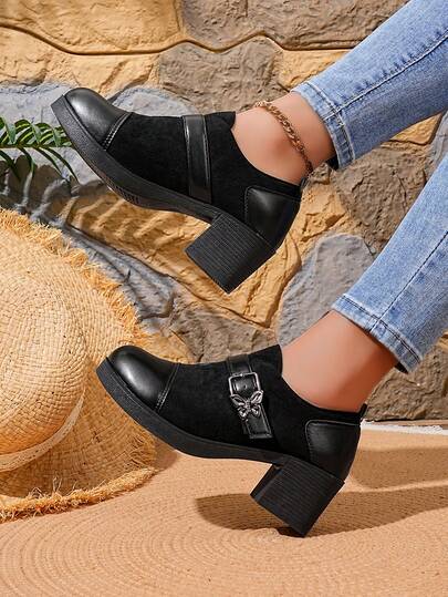 Women's Mid-Heel Slip-On Round Toe Comfortable Fashionable Shoes