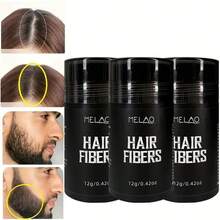MELAO 增发纤维，12克/0.42盎司，3种自然色号（中棕色、自然黑色、深棕色），可瞬间增厚发根，遮盖秃顶和稀疏区域，打造自然妆效，防水。 - 彩色 - 查看 5