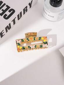 1pcsThe New Yellow Flower Zinc Alloy Square Hairpin From Europe And America Is Suitable For Travel And Daily Wear, Looking Fresh And Sweet - Multicolor - View 3