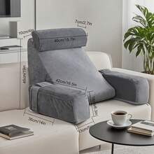 LBRO2M 1 Pc Removable Reading Backrest Pillow, Ergonomic Neck Pillow, Memory Foam Backrest Pillow, Full-Body Support Pillow, Leg Support Cushion, Suitable For All Seasons, Ideal For Bed, Sofa, Or Carpet Use - Gray White - View 3