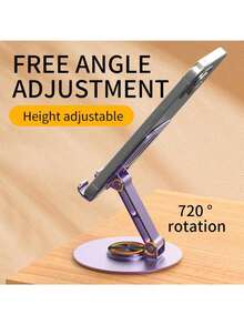 1pc Adjustable & Foldable Mobile Phone Holder, Portable Slouchy Desk Stand, Non-Slip Plastic Tablet Stand, Battery-Free - 彩色 - 查看 5