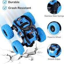 2 Pack Kids Stunt Car Toys, Friction Powered Push And Go Cars For Toddlers 3-6, 360° Rotating Inertia Monster Truck, Summer Outdoor Backyard Play Toy, Birthday Christmas Party Gifts For Boys Girls - 彩色 - 查看 5