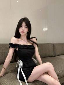 Women Short Dresses - Black - View 3