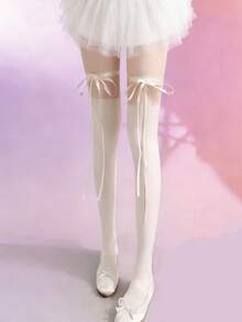 2 Pairs Y2K Style Thigh High Butterfly Sheer Stockings, Gothic Knee-High Socks, Stretchy Nylon Blend Fashion Decorative Tights Suitable For Party, Cosplay, Stage Performance - Multicolor - View 2