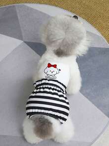 Pet Clothes, Dog Apparel, Cat 4-Leg Outfit, Spring/Summer New Arrival, 4-Leg Casual Jumpsuit, Cartoon Striped Suspender Pants - Black - View 10