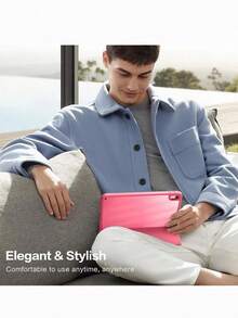 11th Generation 11 Inch 2025 (A16) Case & 10th Gen 10.9 Inch 2022 Cover, Slim Clear Back Shell With Pencil Holder & Auto Wake/Sleep - Rose Red - View 6