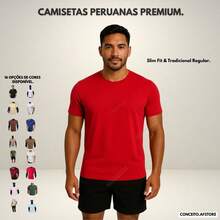 Premium Basic T-Shirts Made Of Peruvian Fabric With Smooth Elastane, Slim Fit And Traditional Design. - 紅色 - 查看 7
