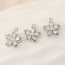 1件/3件/10件装 DIY花朵微镶锆石首饰配件吊坠，精致百搭，可制作成耳环、项链、手链、首饰等。 - DIY花朵吊墜 - 查看 9