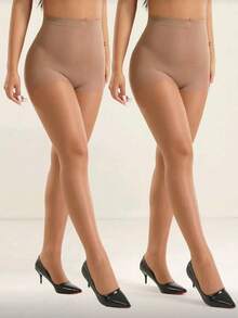 1 đôi quần tất định hình gợi cảm dành cho nữ, có chức năng kiểm soát vùng bụng và nâng mông, kiểu dáng tối giản, màu trơn trong suốt. - Nhiều màu - Xem 17
