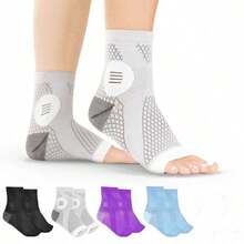1 Pair High-Quality Ankle Compression Socks With Arch And Ankle Support, Open Toe Design, Suitable For Daily Wear And Outdoor Activities - Multicolor - View 1
