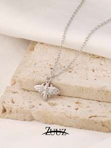 1pc Fashion Simple Cute Stainless Steel Bee Charm Necklace For Women Female Jewelry For Daily Decoration - necklace - View 5