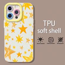 Patrón de estrellas amarillas sobre fondo blanco.funda de teléfono Fundas compatibles con ,Apple,VIVO,OPPO,,, y Honor.Fabricadas en silicona TPU,ofrecen protección contra golpes y caídas. - Blanco - Ver 3