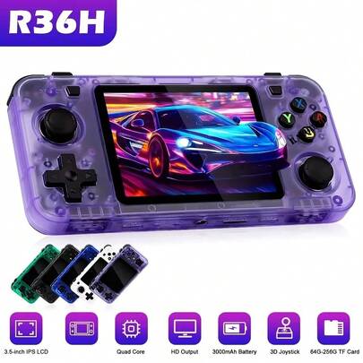 Easypie Selection 全新 R36H 复古掌上游戏机，开源 Linux 系统，经典复古游戏，3.5 英寸 IPS 屏幕，便携式视频播放器，预装 15000 多款游戏，多种颜色可选，开源掌上游戏机，3000mAh 电池