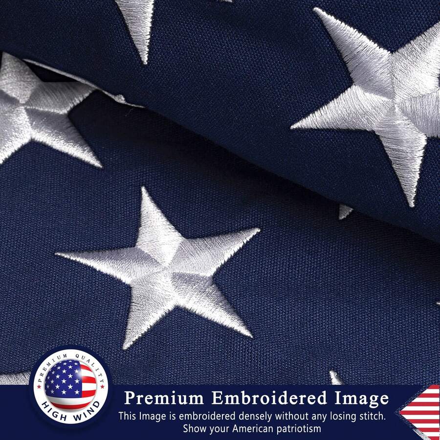 Knit Polyester American Flag Outdoor Heavy Duty Luxury TearProof Series, 35x60 Inchs American Flags For Outside, USA US Flag With Wind Tunnel, Embroidered Stars, Brass Grommets, 3pcs - 查看 1