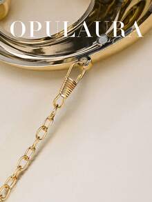 OpulAura 新款亚克力迷你手提包，时尚手拿包，新月形独特晚宴包，肩带斜挎包 - 金色 - 查看 6