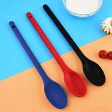1pc Heat-Resistant Silicone Long Handle Mixing Spoon - Non-Stick Kitchen Utensil For Convenient Cooking - Multicolor - View 5