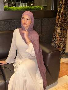 1pc Distressed Solid Color Lightweight Casual Long Scarf, Suitable For Daily Use - Red Violet - View 5